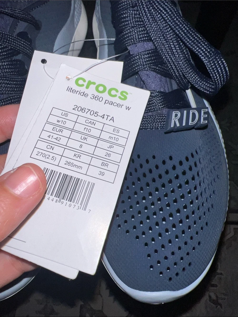 Crocs LiteRide 360 Pacer Sneakers Women’s w10 Navy Blue Grey Lightweight
